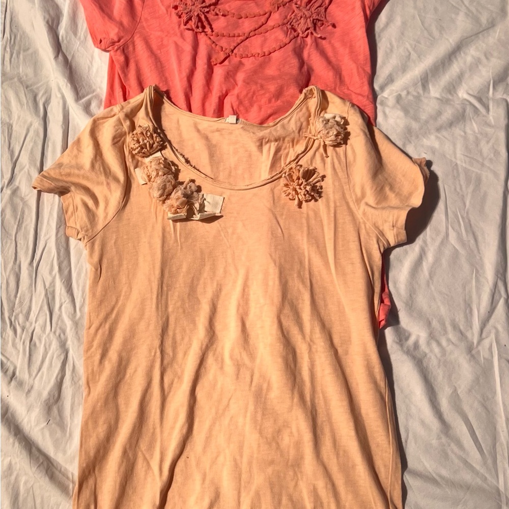 J. Crew Peach and Coral Tops
